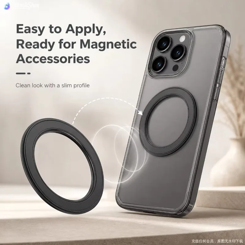 Phone Accessories Useful - สำหรับที่วางโทรศัพท์แบบวงแหวนแม่เหล็กแรงสูง Magsafe ที่ยึดติดผนังด้วยแม่เหล็ก ที่ยึดโทรศัพท์มือถือบนคอนโซลรถยนต์ สำหรับ iPhone